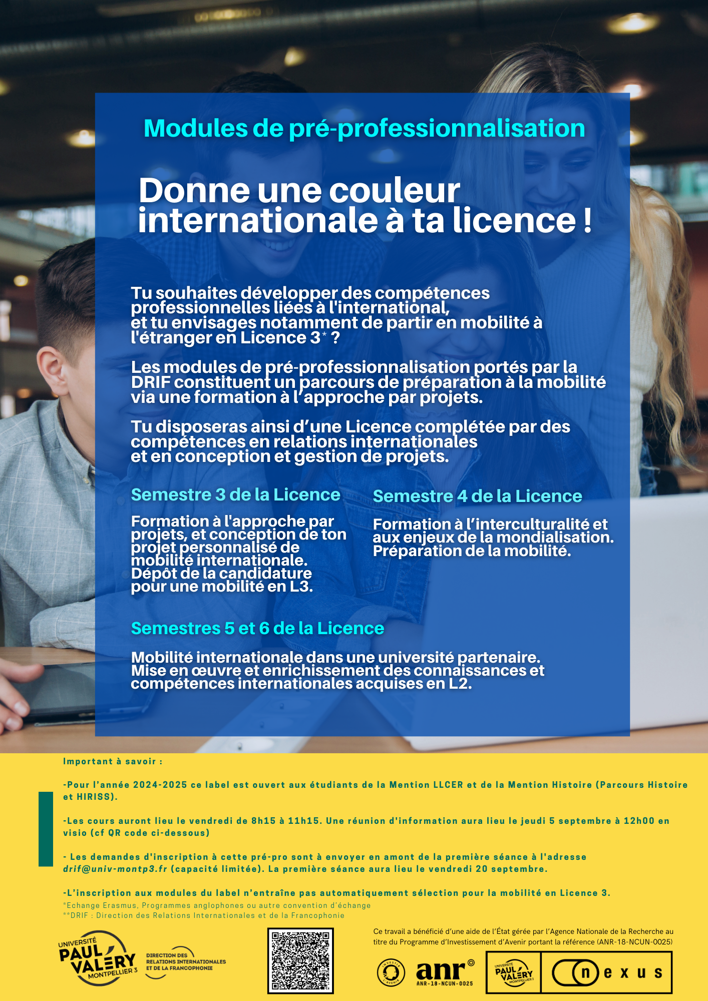 Affiche "Donne une couleur internationale à ta licence"
